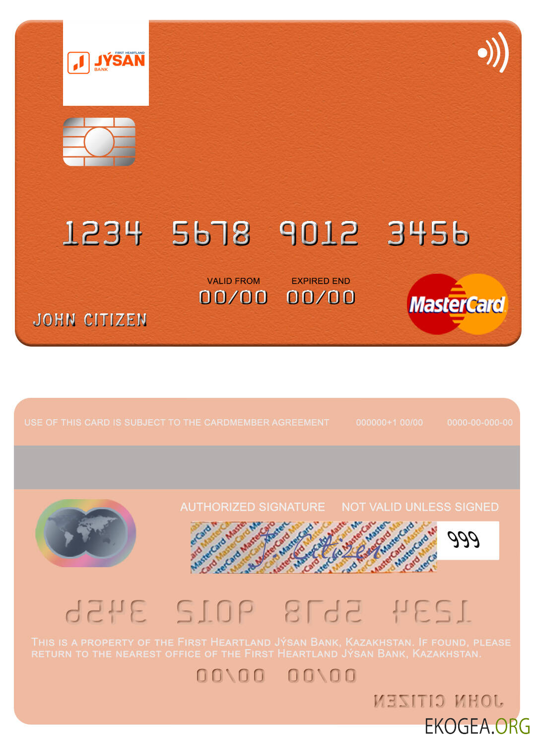 Kazakhstan First Heartland Jýsan Bank mastercard 1 template Kazakhstan First Heartland Jýsan Bank mastercard 1 template